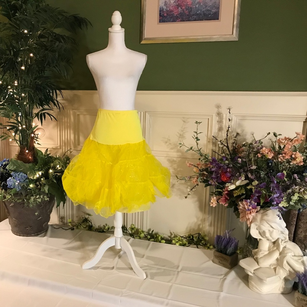Mid length bright yellow crinoline A-Line petticoat